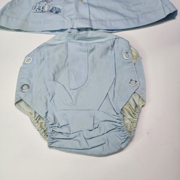 Vintage Tiny Totes Original Blue Train Shirt with Matching Bottom Set - Picture 3 of 10